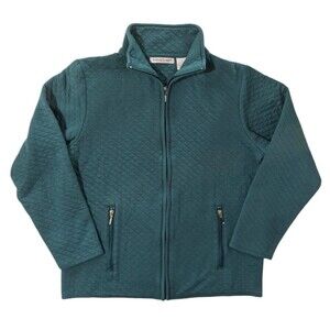 Hastings & Smith Quilted Jacket Lightweight Zip S Small Women's Green Teal Coat